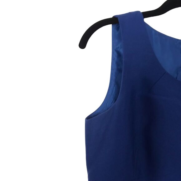 J.Crew Dress Size 2 Allie In Festival Blue Wool Silk Blend Sleeveless Sheath - Picture 4 of 12